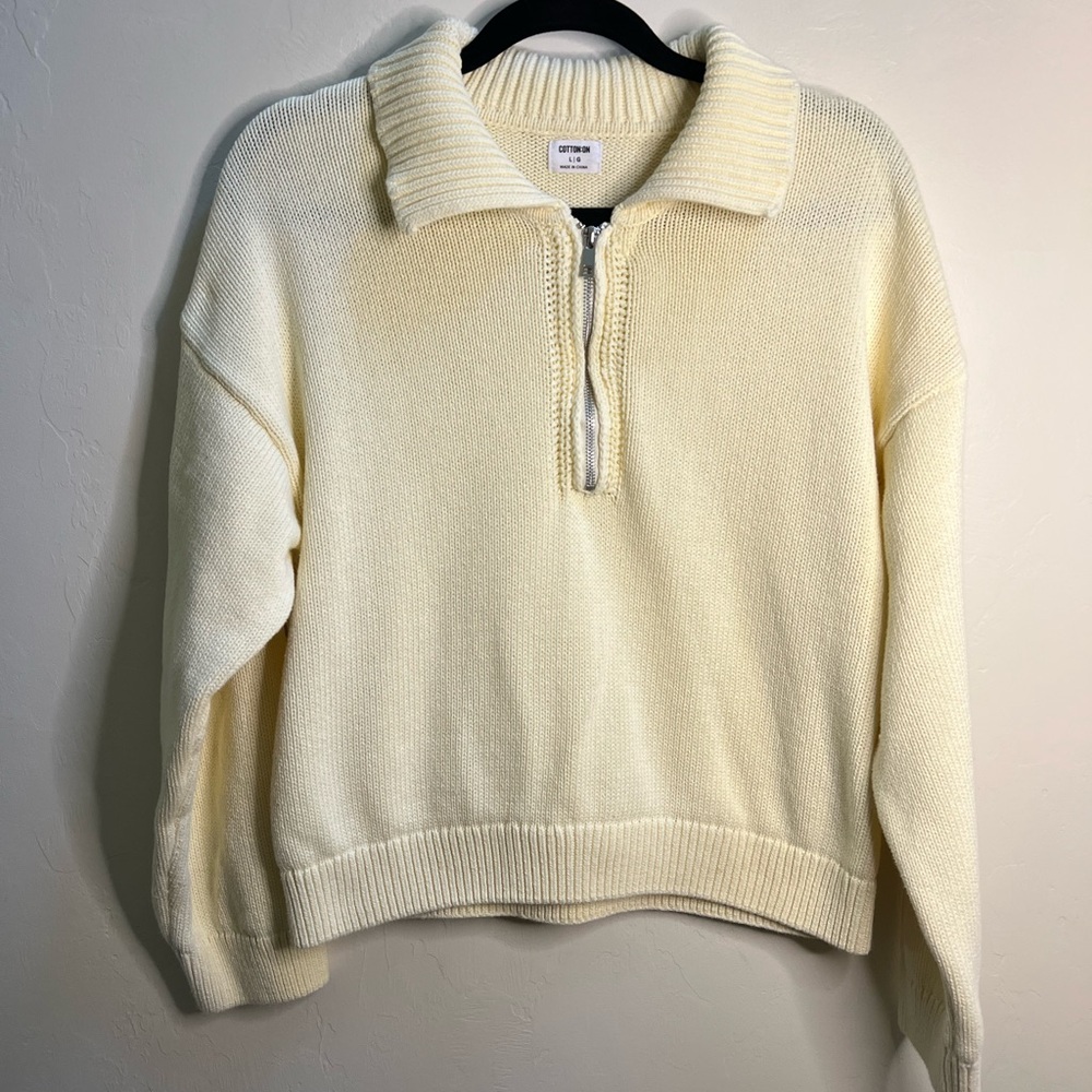 Cotton On‎ Butter Yellow Half-Zip Collar Sweater - womens Large